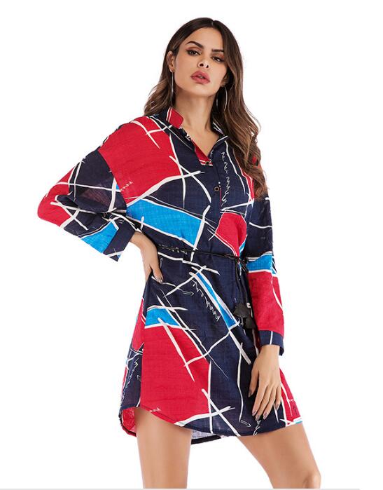 Women's Geometry Print Long Blouse Tunic Wholesalers